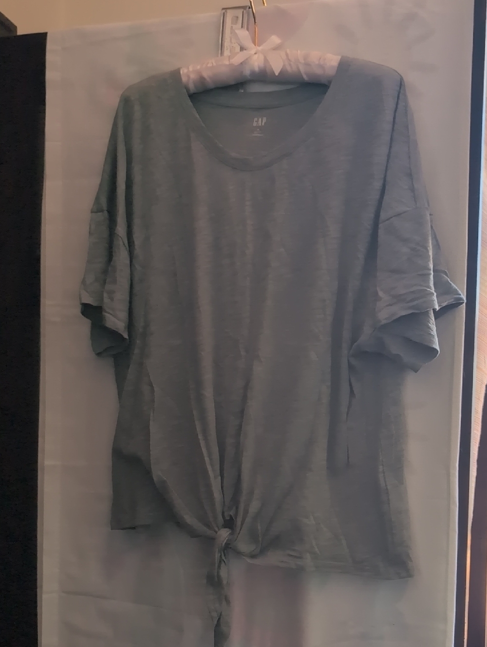 WeGAP Light Green Front-Tie Short Sleeve Tee